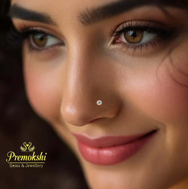 Premokshi 2.5mm Pure Yellow Gold Nose Pin (G-NPS101-WHITE-2.5MM)