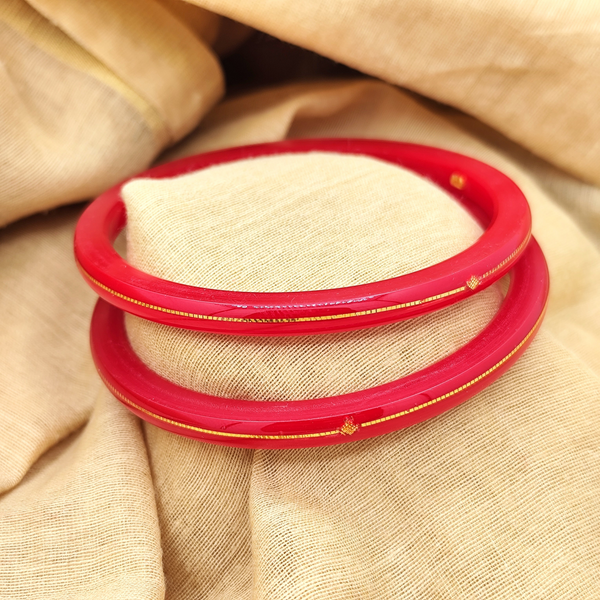 Premokshi Pure 22-karat Yellow Pola Bangles (Set of 2pcs) B101-RED