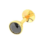 14Kt Pure Yellow Gold Black Cubic Zirconia Stone Nose Pin 3.5MM with Purity Certificate (G-NPS101-BLACK-3.5MM)
