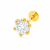 14K Yellow Gold White Cubic Zirconia Stone Single Stud Earrings for Men & Women | 5.5MM (S-EAR102-5.5MM-WHITE)