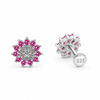 925 Sterling Silver Pink Floral Nose Pin for Women
