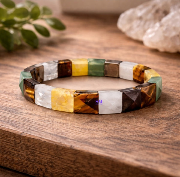 Dhan Yog Pyramid Bracelet for Wealth, Prosperity & Success | Natural Crystal Healing Bracelet for Men & Women | Money Attraction Energy Bracelet