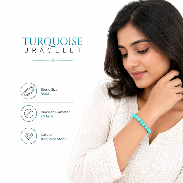 Turquoise Blue Bracelet for Healing, Protection & Positive Energy | Natural Crystal Bracelet for Men & Women