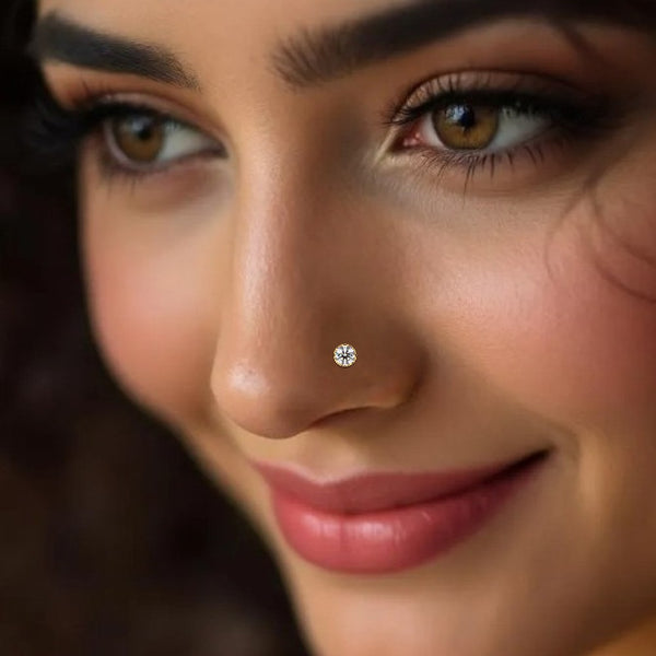 Premokshi 3mm Pure 14kt Gold Nose Pin (G-NPS101-WHITE-3MM)