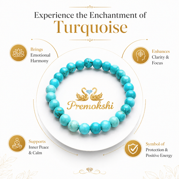 Turquoise Blue Bracelet for Healing, Protection & Positive Energy | Natural Crystal Bracelet for Men & Women
