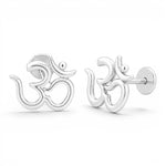 Premokshi 925 Sterling Silver Om Stud Earrings for Women (S-ER115)