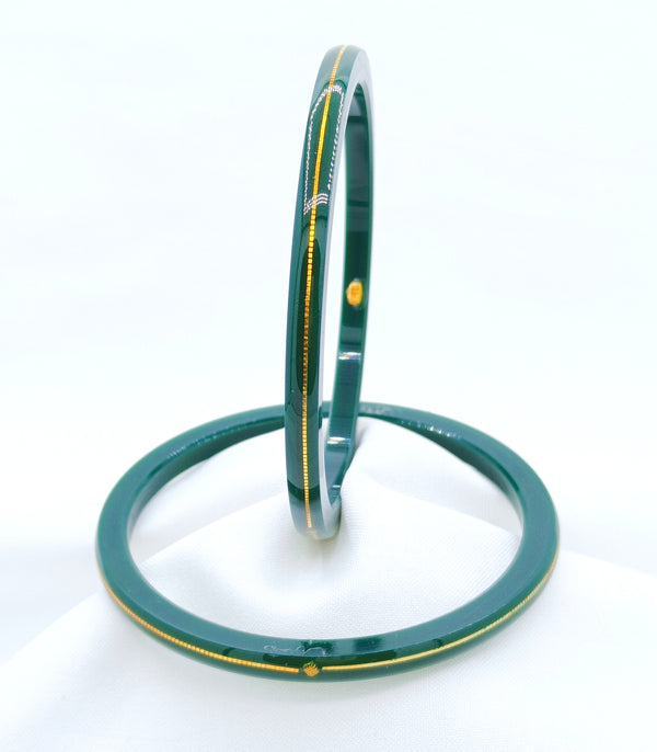 Premokshi Pure Gold22-karat Green Pola Bangles (Set of 2pcs) B101-GREEN