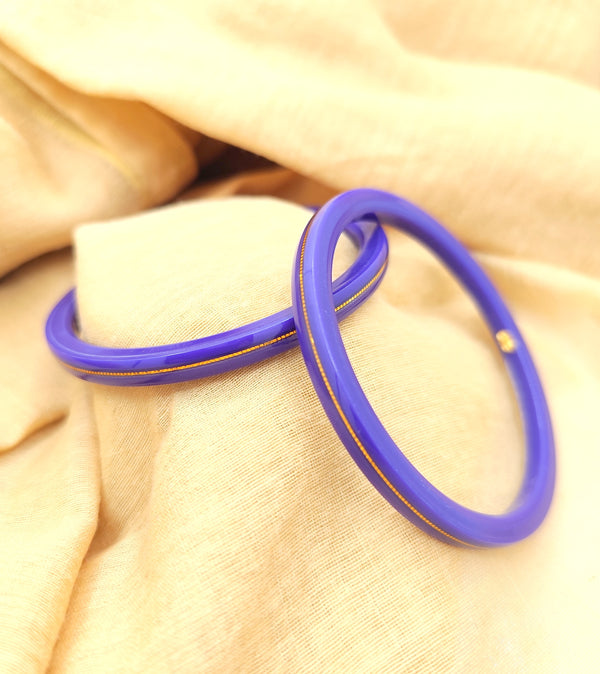 Premokshi Pure 22-karat Blue Pola Bangles (Set of 2pcs) B101-BLUE