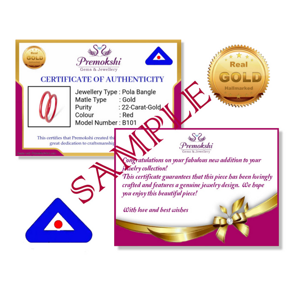 Premokshi Pure 22-karat Yellow Pola Bangles (Set of 2pcs) B101-RED