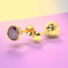 Premokshi 5mm Pure 14-Karat Gold Ear Stud (G-EAR101-5MM-RHODOLITE)