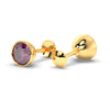 Premokshi 5mm Pure 14-Karat Gold Ear Stud (G-EAR101-5MM-RHODOLITE)