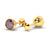 14K 5mm Pure Yellow Gold Stud Earrings with Rhodolite Cubic Zirconia Stone & Purity Certificate (G-EAR101-5MM-RHODOLITE)