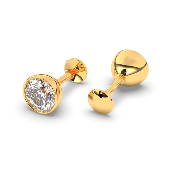 Premokshi 5mm Pure 14-Karat Gold Ear Stud (G-EAR101-5MM-WHITE)