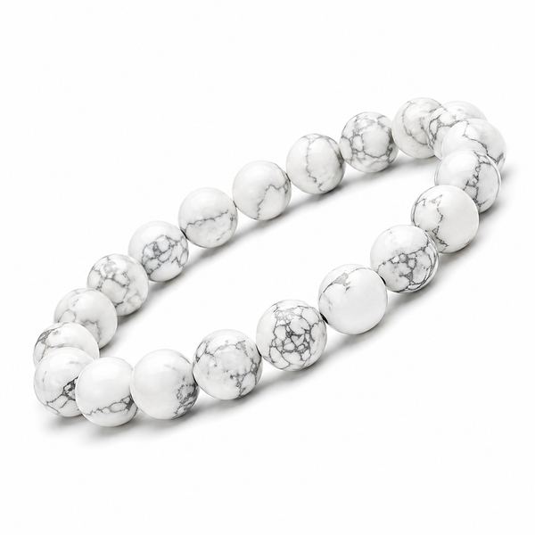 Howlite Bracelet for Calm Mind, Stress Relief & Emotional Healing | Natural Stone Bracelet for Men & Women