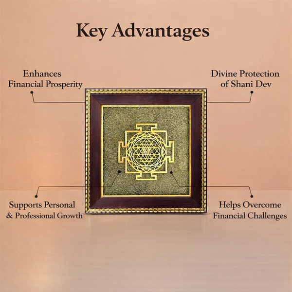 Golden Shree Yantra on Natural Pyrite Frame – Vastu Decor