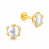Premokshi 6mm Pure 14-Karat Gold Swarovski Pearl Ear Stud (G-EAR103-6MM)