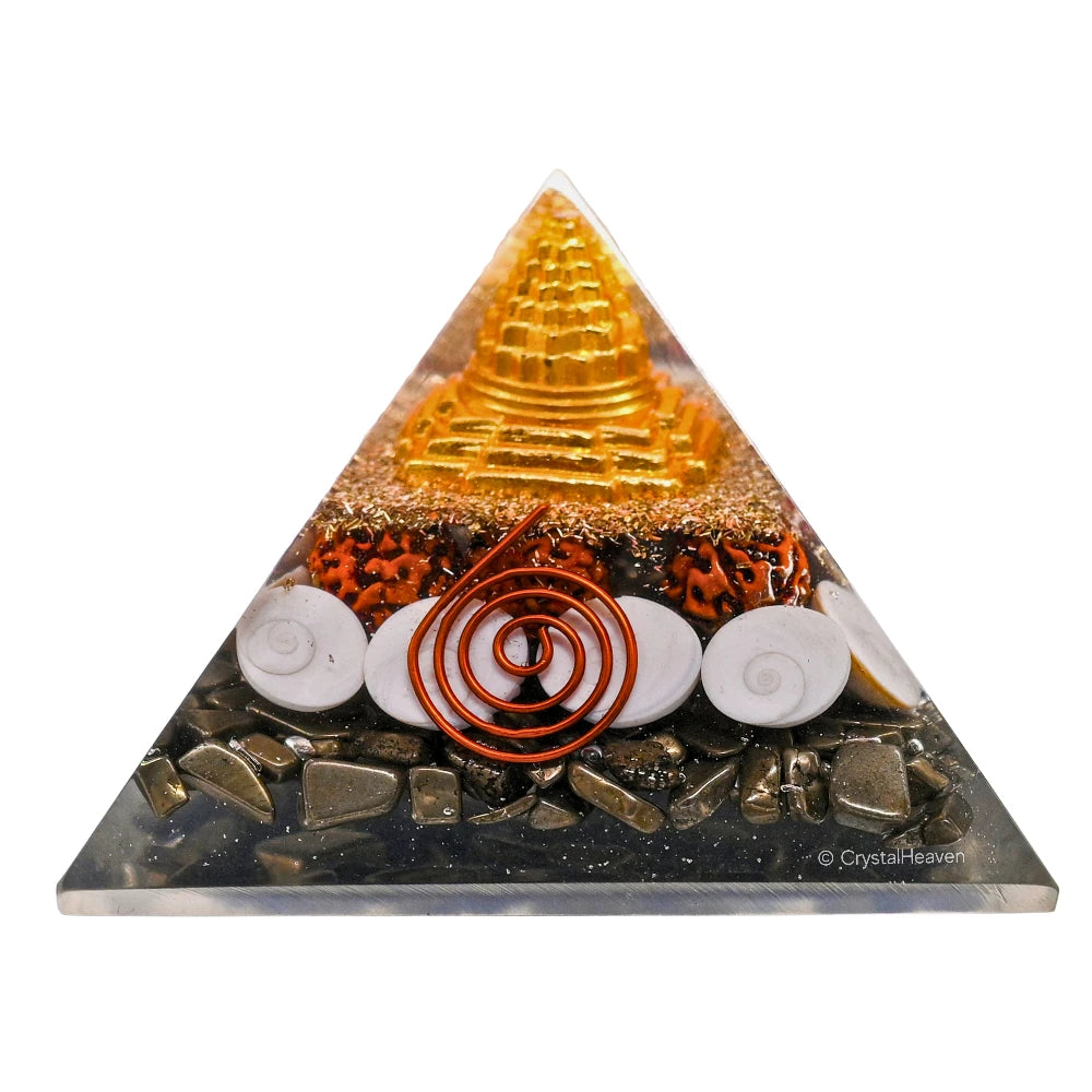 Money Magnet Pyramid – Shree Yantra, Gomati Chakra, Rudraksha & Pyrite