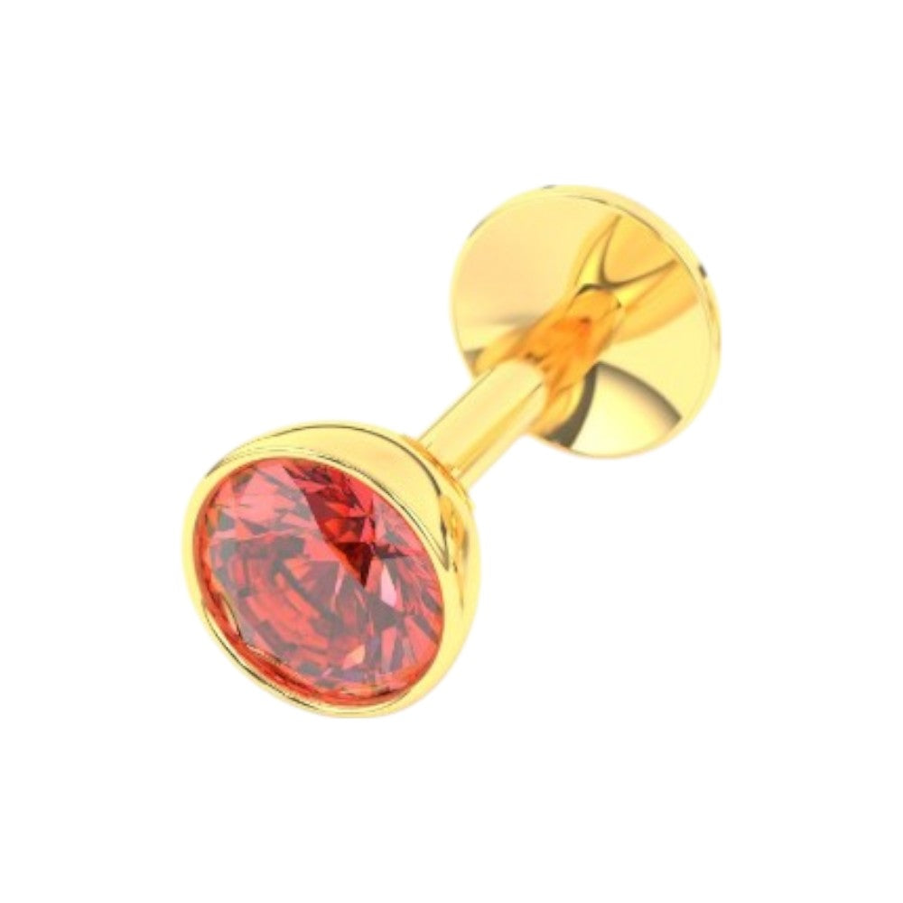 Pure Yellow Gold Nose Pin for Women & Girls (NPS101-RED-3MM)