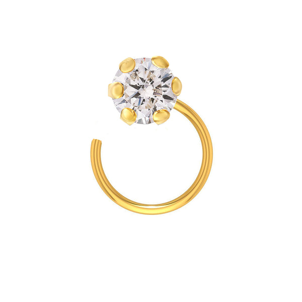 Pure Yellow GoldNose Pin for Women & Girls (NPW101-WHITE-4MM)