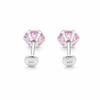 Premokshi 925 Silver Solitaire Stud Earrings with Round Brilliant Cubic Zirconia | Sterling Silver Earrings for Women & Men (Light Pink - 5MM)