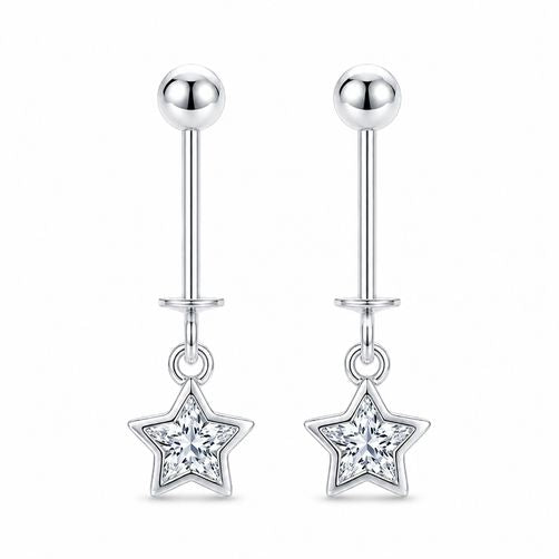 925 Silver Star Helix Hanging Earrings