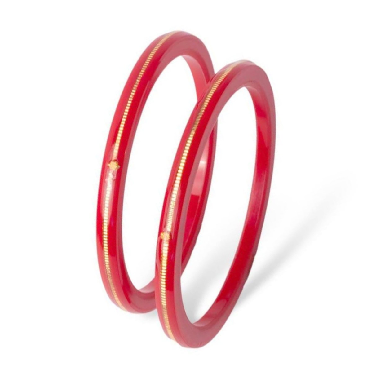Pure Yellow Gold 22kt (916) Red Pola Bangles for Womens & Girls (Set of 2pcs) B101-RED