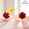 Premokshi 5.5mm Pure 14-Karat Gold Ear Stud (G-EAR101-5.5MM-RHODOLITE)