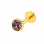 14Kt Pure Yellow Gold Rhodolite CZ Diamond Nose Pin 3.5MM with Purity Certificate