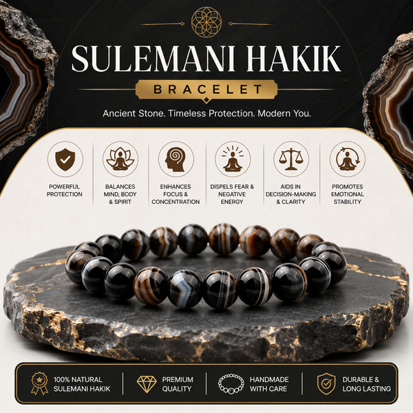 Sulemani Hakik Bracelet for Protection, Strength & Positive Energy | Natural Healing Stone Bracelet for Men & Women