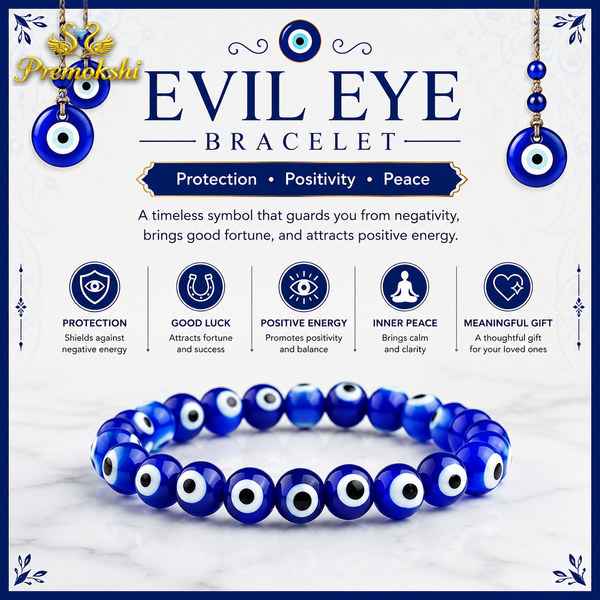 Evil Eye Bracelet for Protection, Good Luck & Negative Energy Shield | Adjustable Bracelet for Men & Women