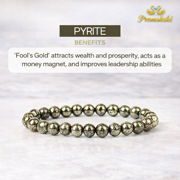 Pyrite Bracelet for Wealth & Success | Natural Crystal Healing Bracelet for Men & Women | Money Attraction Stone Bracelet