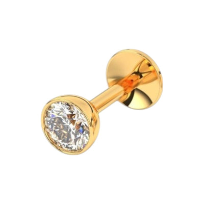 Premokshi 3.5mm Pure 14kt Gold  Nose Pin (G-NPS101-WHITE-3.5MM)