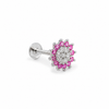 925 Sterling Silver Pink Floral Nose Pin for Women