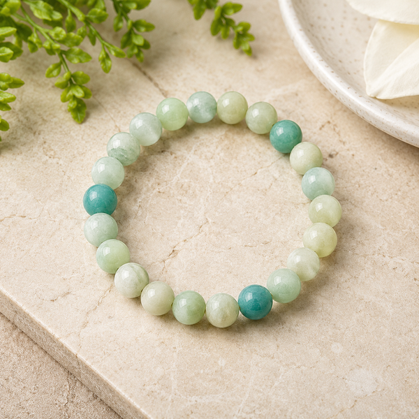 Amazonite Bracelet for Calmness, Communication & Positive Energy | Natural Crystal Healing Bracelet for Men & Women