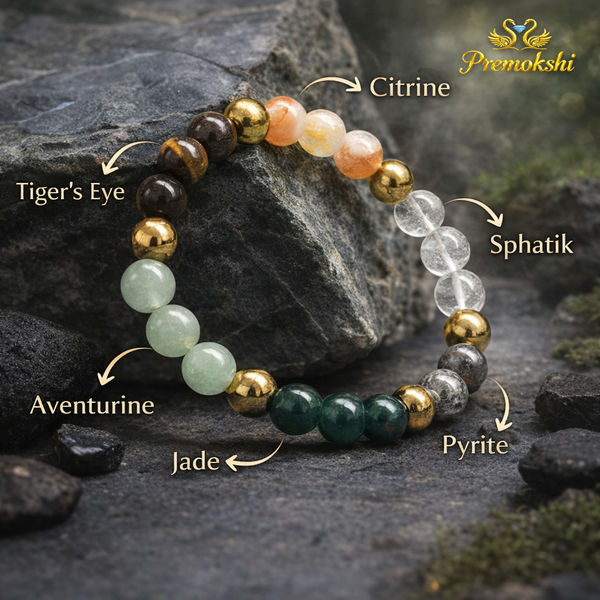 Dhan Yog Bracelet for Wealth, Prosperity & Success | Natural Crystal Healing Bracelet for Men & Women | Money Attraction Energy Bracelet