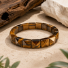 Brown Tiger Eye Pyramid Bracelet for Strength, Confidence & Protection | Natural Crystal Stretch Bracelet