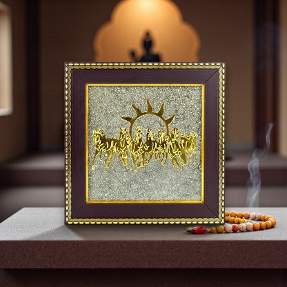 7 Horses on Raw Pyrite Frame – Symbol of Success & Prosperity