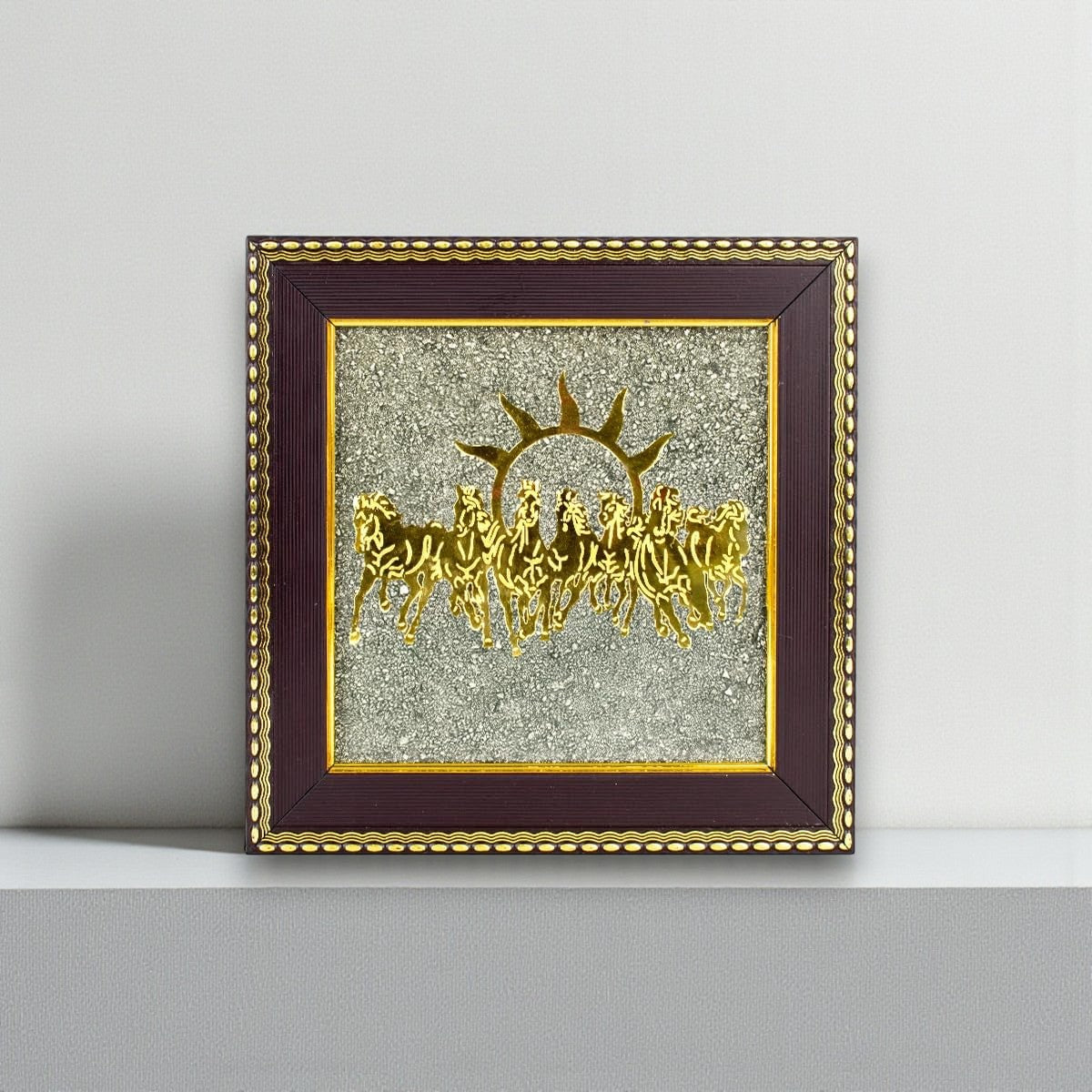 7 Horses on Raw Pyrite Frame – Symbol of Success & Prosperity