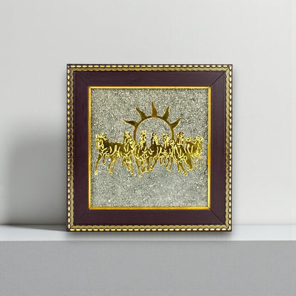 7 Horses on Raw Pyrite Frame – Symbol of Success & Prosperity