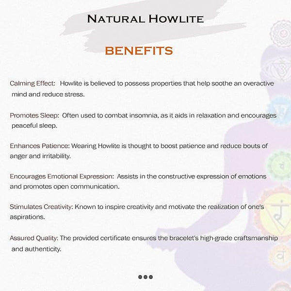 Howlite Bracelet for Calm Mind, Stress Relief & Emotional Healing | Natural Stone Bracelet for Men & Women