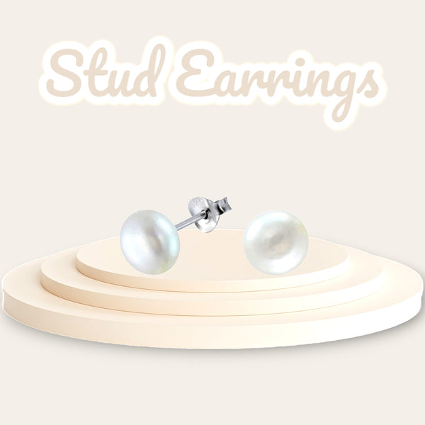 Premokshi 8mmFresh Water Pearl 925 Sterling Silver Stud Earrings (S-ER101-8MM)