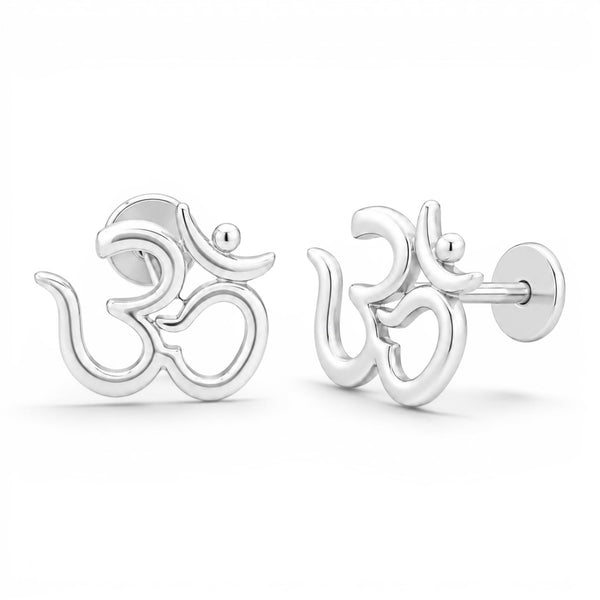 Premokshi 925 Sterling Silver Om Stud Earrings for Women (S-ER115)