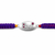 A silver oval charm bracelet featuring the word 'Bhall' in stylized lettering, embellished with small red and clear rhinestones, flanked by purple and magenta braided cords with a small yellow accent on a white background.