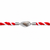 A red and white twisted cord bracelet with a central silver-toned decorative bead featuring the word 'SHREE' engraved on it, shown against a plain white background.