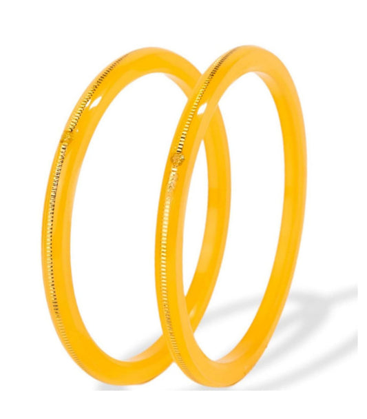 Pure Yellow Gold 22kt (916) Yellow Pola Bangles for Women & Girls (Set of 2Pics) B101-YELLOW