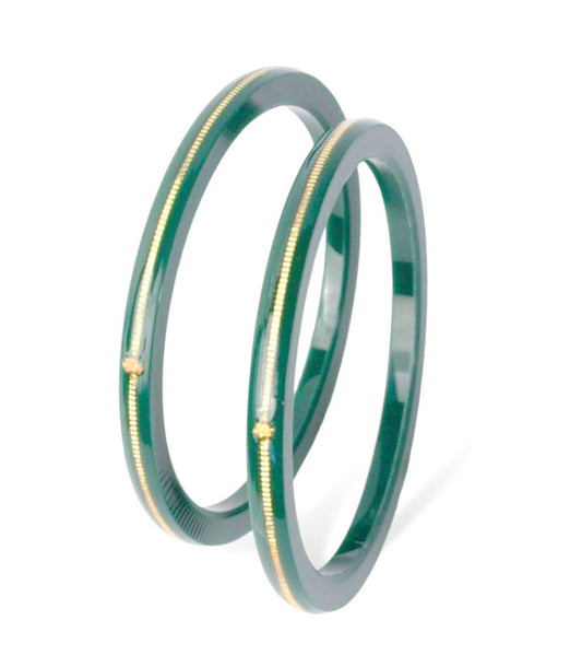 Pure Yellow Gold 22kt (916) Green Pola Bangles for Women & Girls (Set of 2pcs) B101-GREEN