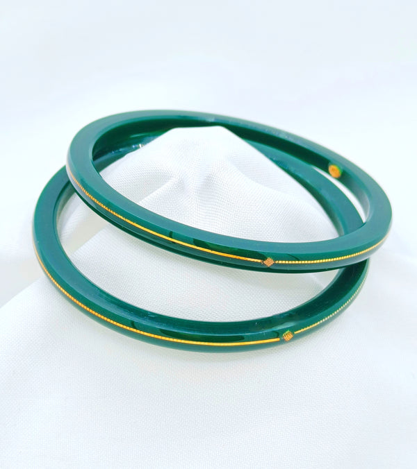 Premokshi Pure Gold22-karat Green Pola Bangles (Set of 2pcs) B101-GREEN
