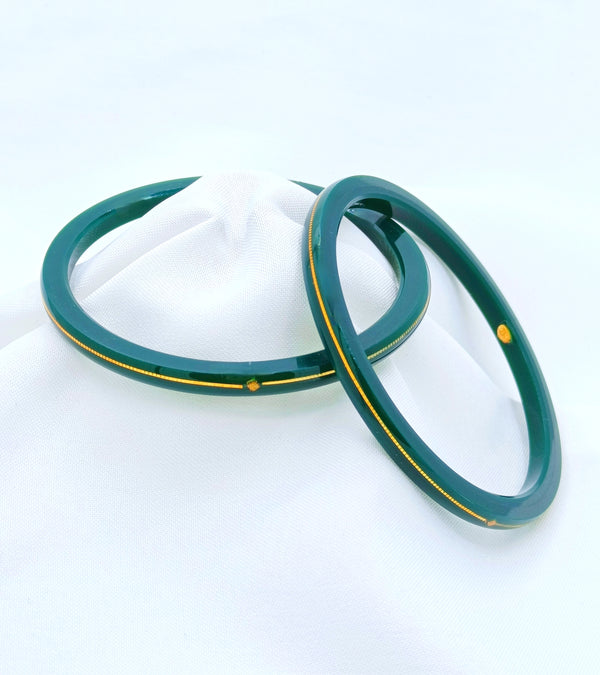 Premokshi Pure Gold22-karat Green Pola Bangles (Set of 2pcs) B101-GREEN