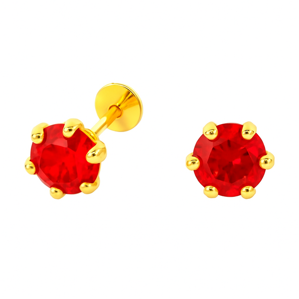 Premokshi 5.5mm Pure 14-Karat Gold Ear Stud (G-EAR102-5.5MM-RED)