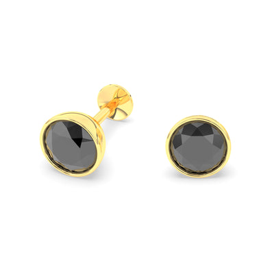 Premokshi 5mm Pure 14-Karat Gold Ear Stud (G-EAR101-5MM-BLACK)